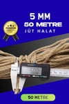 5 MM 50 Metre Jüt Halat Dekoratif Hasır İp Urgan Süs