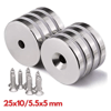 50 Adet 25x10/5x5,5 mm Neodyum Mıknatıs Havşa Delikli Magnet Vida Atılabilir N35 Nikel Paslanmaz