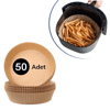 50 Adet Air Fryer Pişirme Kağıdı Tek Kullanımlık Hava Fritöz Yağ Geçirmez Yapışmaz Tabak Model Bx40