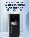 50.000 mAh Taşınabilir Powerbank 22,5 W Hızlı Şarj 4 Dahili Şarj Kablosu Dijital Ekran LED Aydınlatma ve Taşıma Sapı