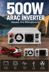 500W 12V Akü İnverteri 220V AC Çıkışlı USB Portlu Fanlı Güç Dönüştürücü Araç Karavan Kullanımı