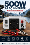 500W 12V DC 220V AC İnverter USB Çıkışlı Fanlı Akü Güç Dönüştürücü Araç Kullanımı