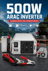 500W Fanlı Akü İnverteri 12V DC Giriş 220V AC Çıkış USB Portlu Taşınabilir Araç Kullanımı