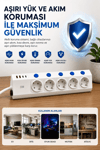 5’li Akım Korumalı Çoklu Priz 2 Metre Kablolu 3680w 16a 5 Anahtarlı 2usb-a 2 Usb-c Pd 20w Hızlı Ftr-28
