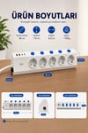 5’li Akım Korumalı Çoklu Priz 2 Metre Kablolu 3680w 16a 5 Anahtarlı 2usb-a 2 Usb-c Pd 20w Hızlı Ftr-28