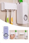 5'li Diş Fırçalık ve Otomatik Macun Sıkacağı Duvar Askılı Beyaz Pratik Banyo Seti