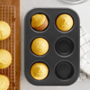 6 Gözlü Metal - Siyah Düz Muffin - Kek Kalıp Bx40