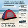 6 Kişilik Manuel Kurulum Kamp Çadırı – Aile, Doğa, Piknik Ve Outdoor Kamp Çadırı 220x250x150 Cm Bx40