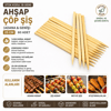 60 Adet Ahşap Geniş Çöp Şiş - Adana Kebap Şişi - 25 cm
