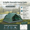6 kişilik Otomatik Kamp Çadırı – Çift Katmanlı, Suya Dayanıklı, Hızlı Kurulum Outdoor Aile Ve Doğa Çadırı 200x250x150 Cm Bx40