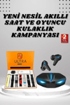 7 Kordonlu Akıllı Saat Ve Oyuncu Kulaklığı ANC Özelliği Kulak İçi Mikrofonlu Sesli Görüşme