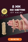 8 MM 50 Metre Jüt Halat Dekoratif Hasır İp Urgan Süs