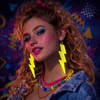 80’ler 90'lar Retro Neon Sarı Şimşek Küpe 10 Cm Bx40