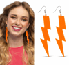 80’ler 90'lar Retro Neon Turuncu Şimşek Küpe 10 Cm Bx40
