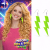 80’ler 90'lar Retro Neon Yeşil Şimşek Küpe 10 Cm Bx40