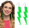 80’ler 90'lar Retro Neon Yeşil Şimşek Küpe 10 Cm Bx40