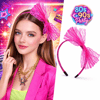 80’ler 90’lar Neon Pembe Dantel Taç Fiyonklu Bx40