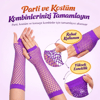 80’ler 90’lar Retro Mor File Parmaksız Eldiven 26 Cm Bx40