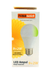 9+2w E27 Beyaz-yeşil Led Ampul Bx40