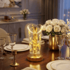 Açık Silindirik Kristal Altın Toz Model Led Masa Lambası – Gold Tabanlı, Dokunmatik, 3 Renk Işık Modlu, Şarjlı Modern Dekoratif Gece Lambası Bx40
