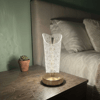 Açık Silindirik Kristal Damla model Led Masa Lambası – Gold Tabanlı, Dokunmatik, 3 Renk Işık Modlu, Şarjlı Modern Dekoratif Gece Lambası Bx40
