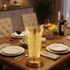 Açık Silindirik Kristal Damla model Led Masa Lambası – Gold Tabanlı, Dokunmatik, 3 Renk Işık Modlu, Şarjlı Modern Dekoratif Gece Lambası Bx40