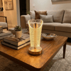 Açık Silindirik Kristal Damla model Led Masa Lambası – Gold Tabanlı, Dokunmatik, 3 Renk Işık Modlu, Şarjlı Modern Dekoratif Gece Lambası Bx40