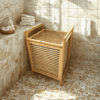 Ahşap Bambu Kirli Çamaşır Sepet Kumaş Çantalı Sepet=40x35x60cm Bx40