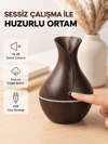 Ahşap Desenli Aromaterapi Difüzör 130 ml Ultrasonik ve 7 Renk LED Işıklı