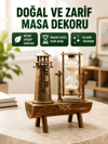 Ahşap Gövdeli Deniz Feneri Formlu Kum Saati – 15x20 cm Masa Dekoru Yeni Nesil