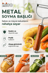 Ahşap Saplı Tek Başlıklı Metal Sebze ve Meyve Soyacağı Ergonomik Mutfak Aparatı