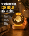 Ahşap Standlı Sarı Işıklı Dekoratif Küre Kız Figürü Tasarım