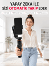AI Yüz Takip Özellikli Gimbal Selfie Stick 360° Dönebilen Telefon Tutucu Uzayabilir Bluetooth Kumandalı