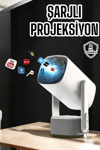 Akıllı Projeksiyon Powerbankli Taşınabilir Sinema Projektörü 4k HD Kaliteli Yeni Nesil
