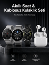Akıllı Saat ve Kulaklık Seti Dokunmatik Ekran 5.0 Bluetooth Bağlantılı Sesli Görüşme
