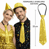 Altın Renk Pul Payetli Işıltılı Parti Kravatı 33 Cm Bx40