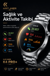 AMOLED Ekranlı Metal Kordonlu Akıllı Saat Üç Kayışlı Spor Takip Ve Bildirim Özellikli