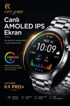 AMOLED Ekranlı Metal Kordonlu Akıllı Saat Üç Kayışlı Spor Takip Ve Bildirim Özellikli