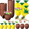 Ananas &amp; Hindistan Cevizi Tasarımlı Pipetli Bardak Seti (6 Adet) Bx40