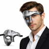 Antik Eskitme Gümüş Erkek Yarım Maske - Phantom &amp; Balo Maskesi Bx40
