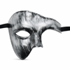 Antik Eskitme Gümüş Erkek Yarım Maske - Phantom &amp; Balo Maskesi Bx40