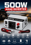 Araç ve Karavan İçin 500W 12V DC 220V AC USB Çıkışlı Fanlı İnverter Akü Güç Dönüştürücü
