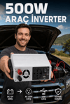 Araç ve Karavan İçin 500W 12V DC 220V AC USB Çıkışlı Fanlı İnverter Akü Güç Dönüştürücü