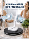 Ayarlanabilir Hızlı Çift Başlıklı Masaüstü Fan – Gece Lambalı Serinletici