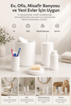 Beyaz Banyo Düzenleyici Set 5 Parça Çöp Kovası Tuvalet Fırçası Sabunluk Fırçalık