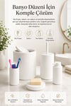Beyaz Banyo Düzenleyici Set 5 Parça Çöp Kovası Tuvalet Fırçası Sabunluk Fırçalık