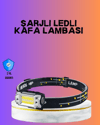 Beyaz Led Işık Sensörlü Kafa Lambası Lityum Batarya Led El Fenerli Şarjlı