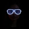 Beyaz Led Işıklı Parti Gözlüğü - Neon Glow Şerit Gözlük 3 Modlu