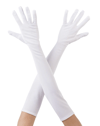 Beyaz Renk Dirseğe Kadar Uzun Kumaş Eldiven 40 Cm Bx40
