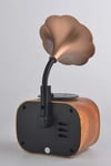 Bluetooth Bağlantılı Nostaljik Radyo ve Gramofon Tasarımlı Taşınabilir Hoparlör, Gri Renk Seçeneği